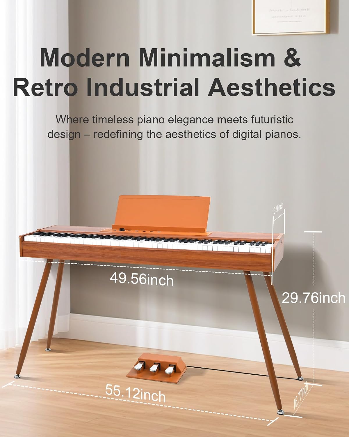 88 Key Full Weighted Electric Piano Keyboard with Stand-Professional Digital Piano, Full-Size Hammer-Action Keyboard for Beginners, with Sheet Music Stand, Pedal, USB-MIDI & Headphone Mode