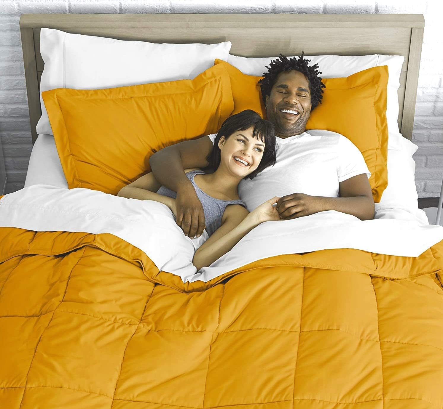 Oversized Queen All-Season Cooling Warmth Comforter Set – 3 Piece Bedding – 100% Egyptian Cotton, Long-Staple & Silky Soft – Luxury Hotel-Quality Duvet Insert – Machine Washable - Gold