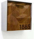 Wall Mounted Mailbox 3D - Solid Iroko Wood Door with Laser Engraved, Brushed Silver Aluminum (ACP) Body - Modern Design - Custom Mailbox - Postbox - Letterbox - Mailnest Type 1