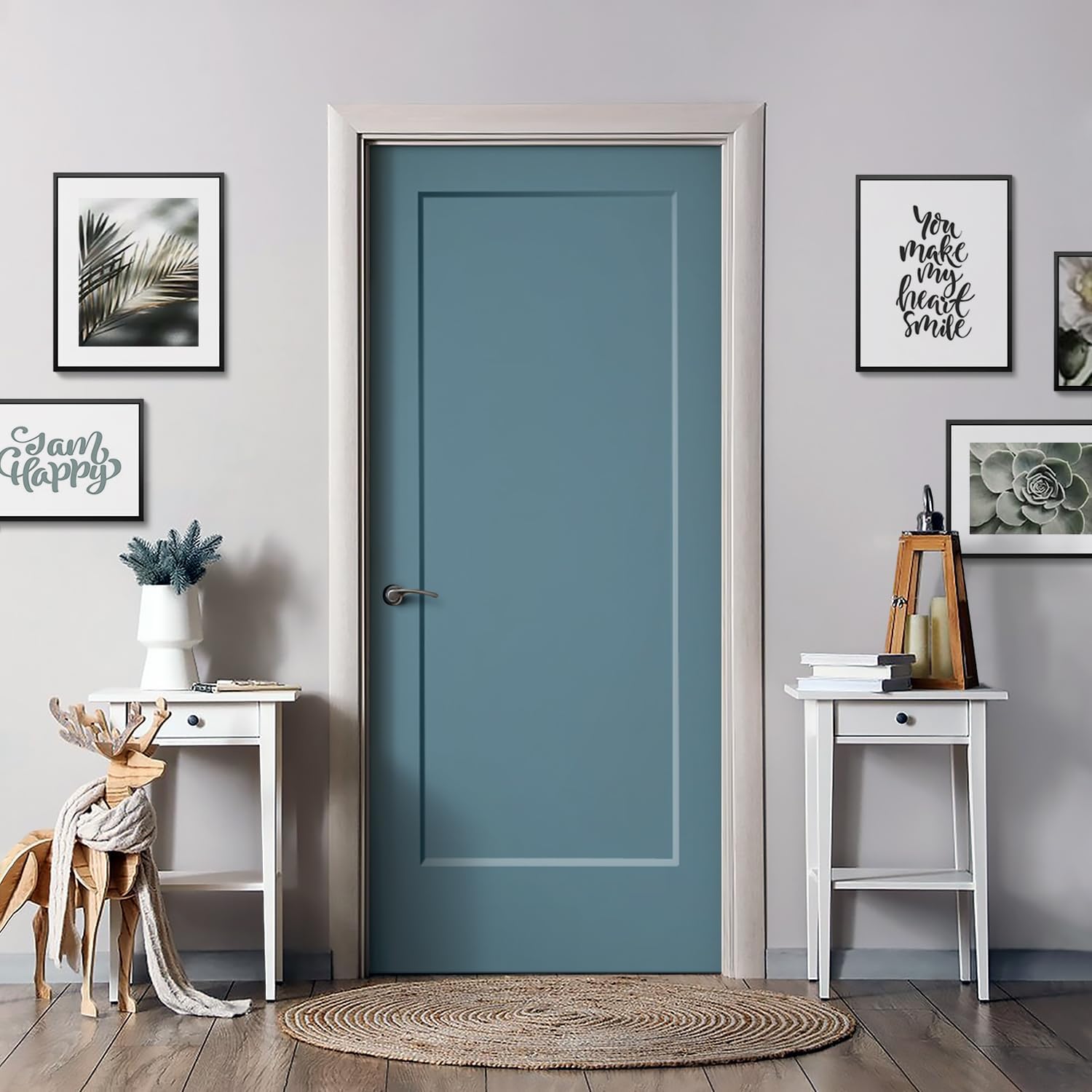 36 in. x 80 in. 1 Panel Hollow Core Dignity Blue Painted Composite Interior Door Slab