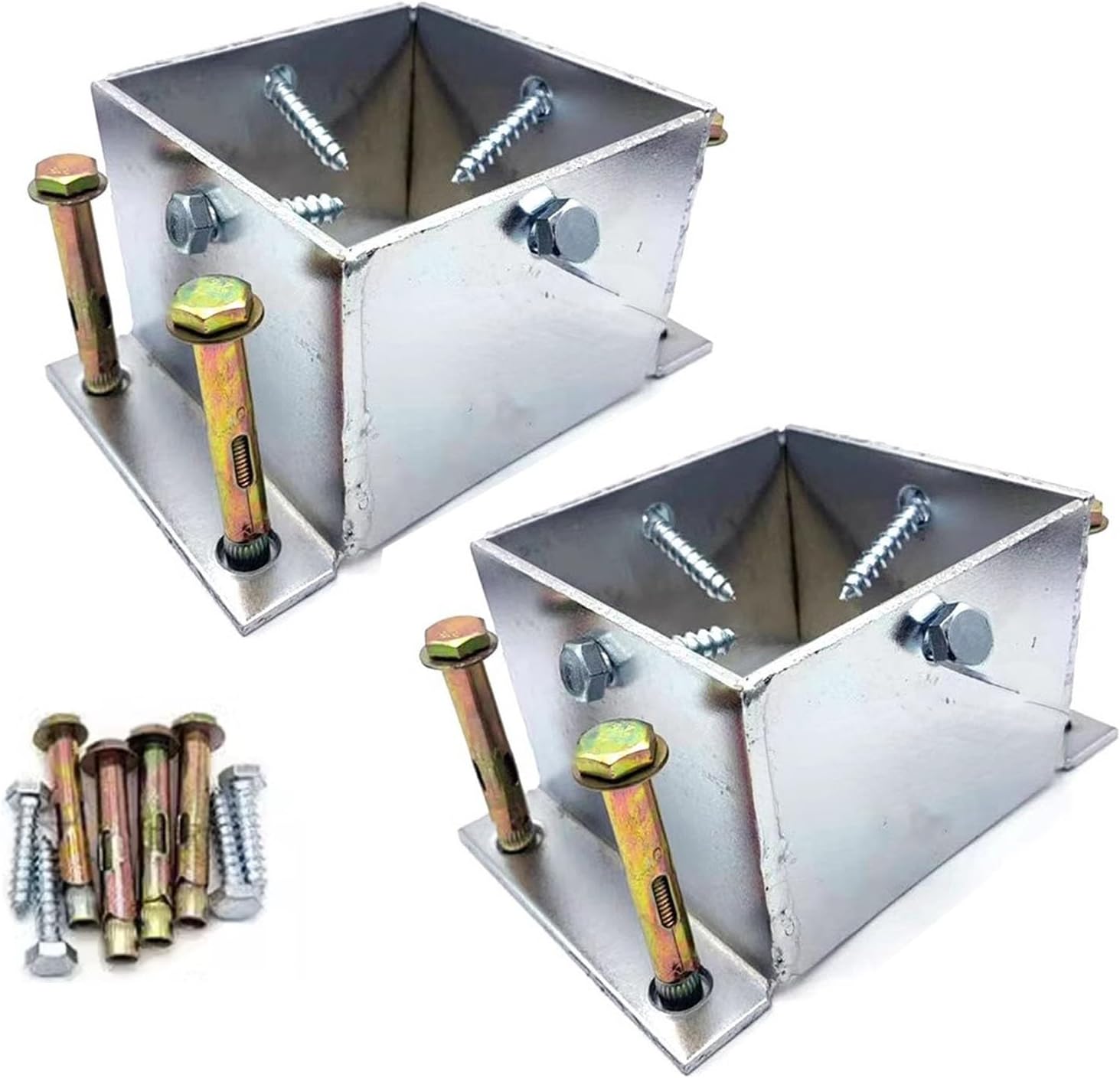 Stainless Steel Wood Fence Post Anchor Base - Square Railing Post Supports with Screws(60x60mm)