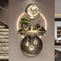 XQDYSG Wall Sculptures 3D Wall Art Decor Clock Plug-in Power Supply Home Decor Wall Modern Wall Hanging Sculpture Painting with LED Light for Bedroom Living Room Apartmen(Stylle B,19.6 * 39.37IN)