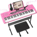 Fenbeli 61 Key Keyboard Piano for Beginners, Electric Piano Keyboard with Stand and Bench, Microphone, Headphone, Sheet Music Stand, LED Screen, 200 Tones, Teaching Mode, Holiday Gift