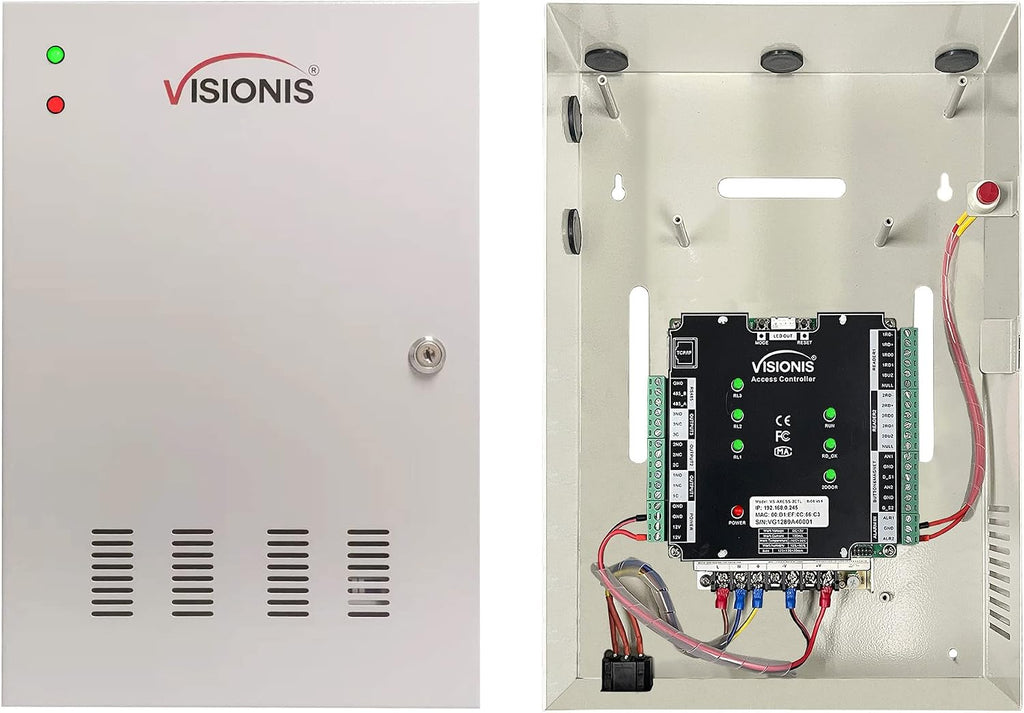 Visionis VS-AXESS-2ETL Version 2 Two Door Network Access Control System Panel Controller Board and Power Supply Cabinet for 2 Doors Security with TCP/IP Wiegand and Desktop Software 20,000 Users
