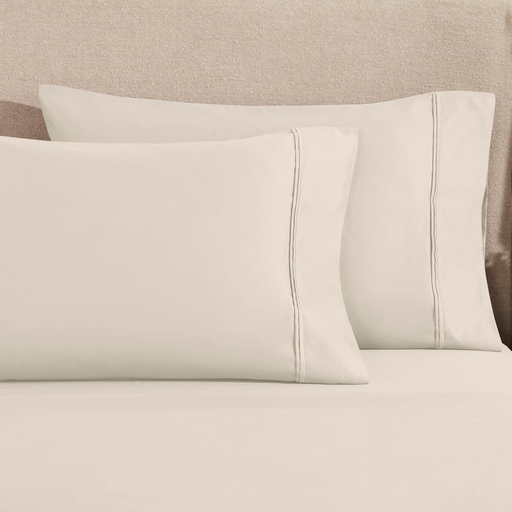 Superior 1200 Thread Count Egyptian Cotton Sheet Set, Bedroom Sheets, Modern Home Essentials, Luxury Bedding, 1 Elastic Deep Pocket Fitted Bed Sheet, 1 Flat Sheet, 2 Pillowcases, Queen, Ivory