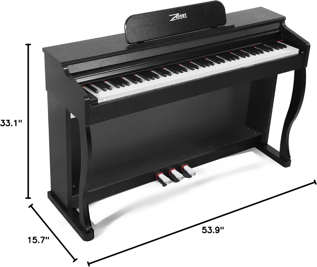 Digital Piano, 88 Key Weighted Keyboard Piano,Full-size Electric Piano Keyboard with Sheet Music Stand, Triple Pedal, Power Adapter, Supports USB-MIDI Connecting (Black)