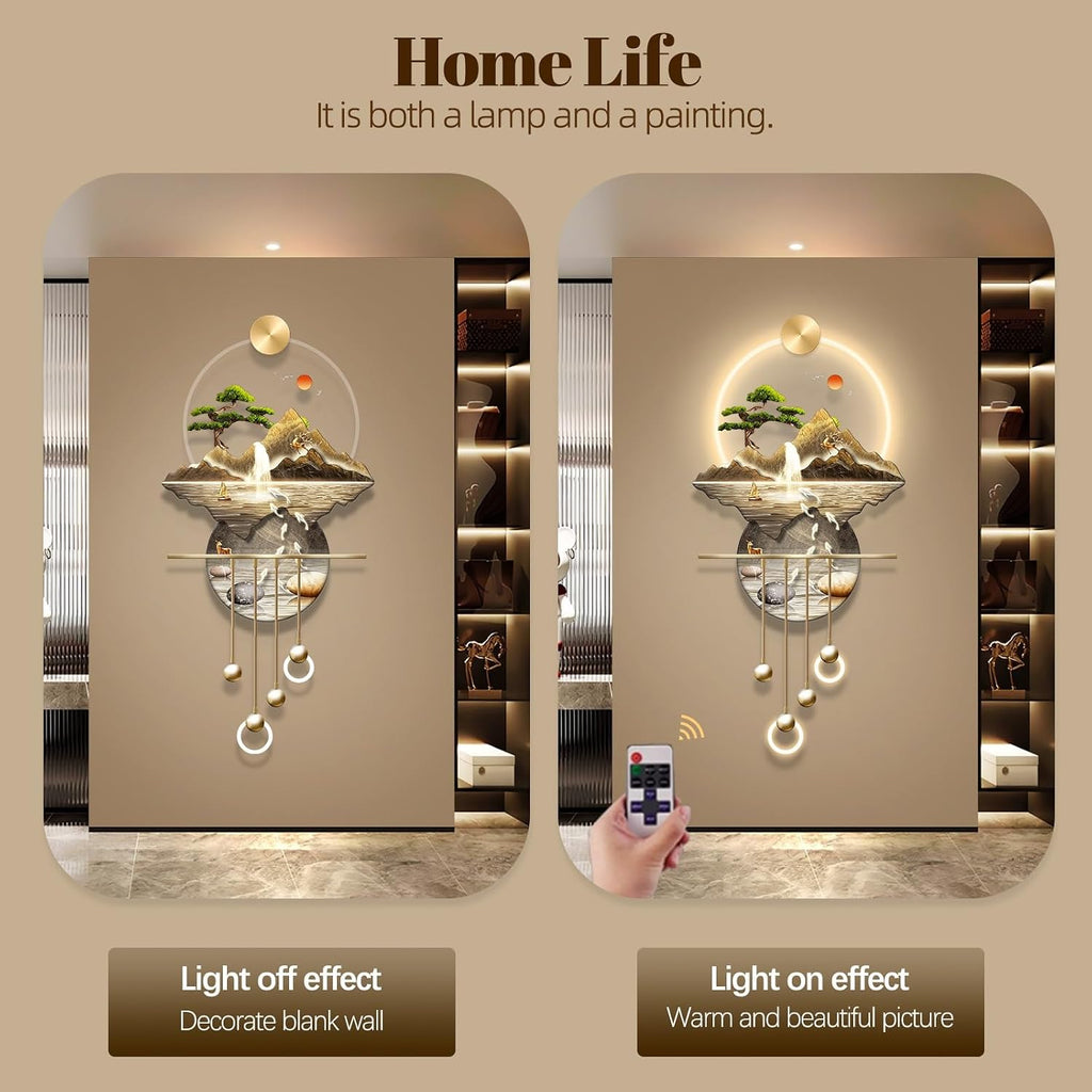 3D Wall Sculptures Painting Hanging Plug-in Power Supply Home Decor Wall 3D Wall Art Decoration - LED for Living Room, Office Bedroom, Hotel Decor(Stylle B,23.62 * 53.54)