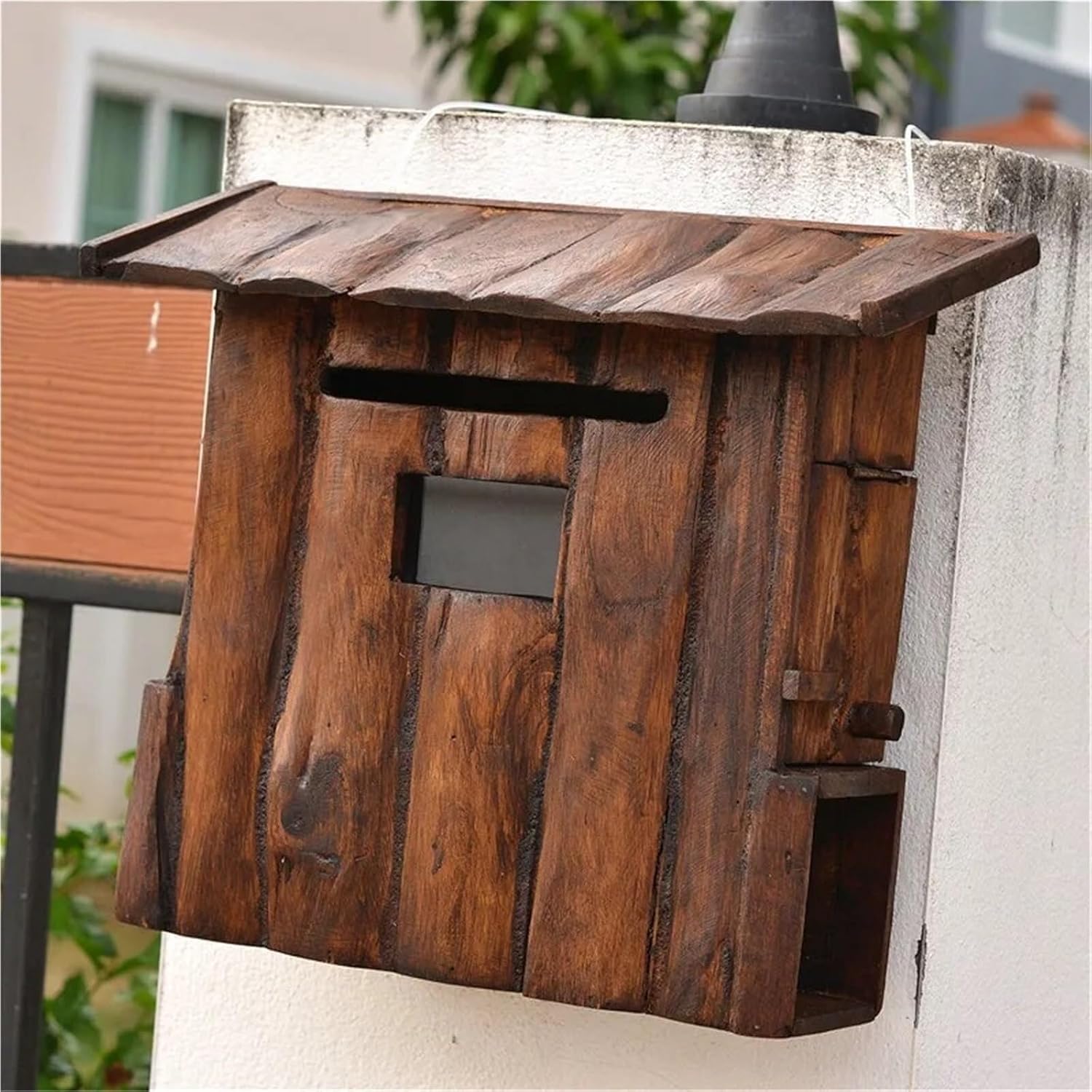 Wall Mount Mailboxes Wooden Mailbox Rustic Vintage Post Box Creative Drop Box for House Outside Suggestion Box Letter Box