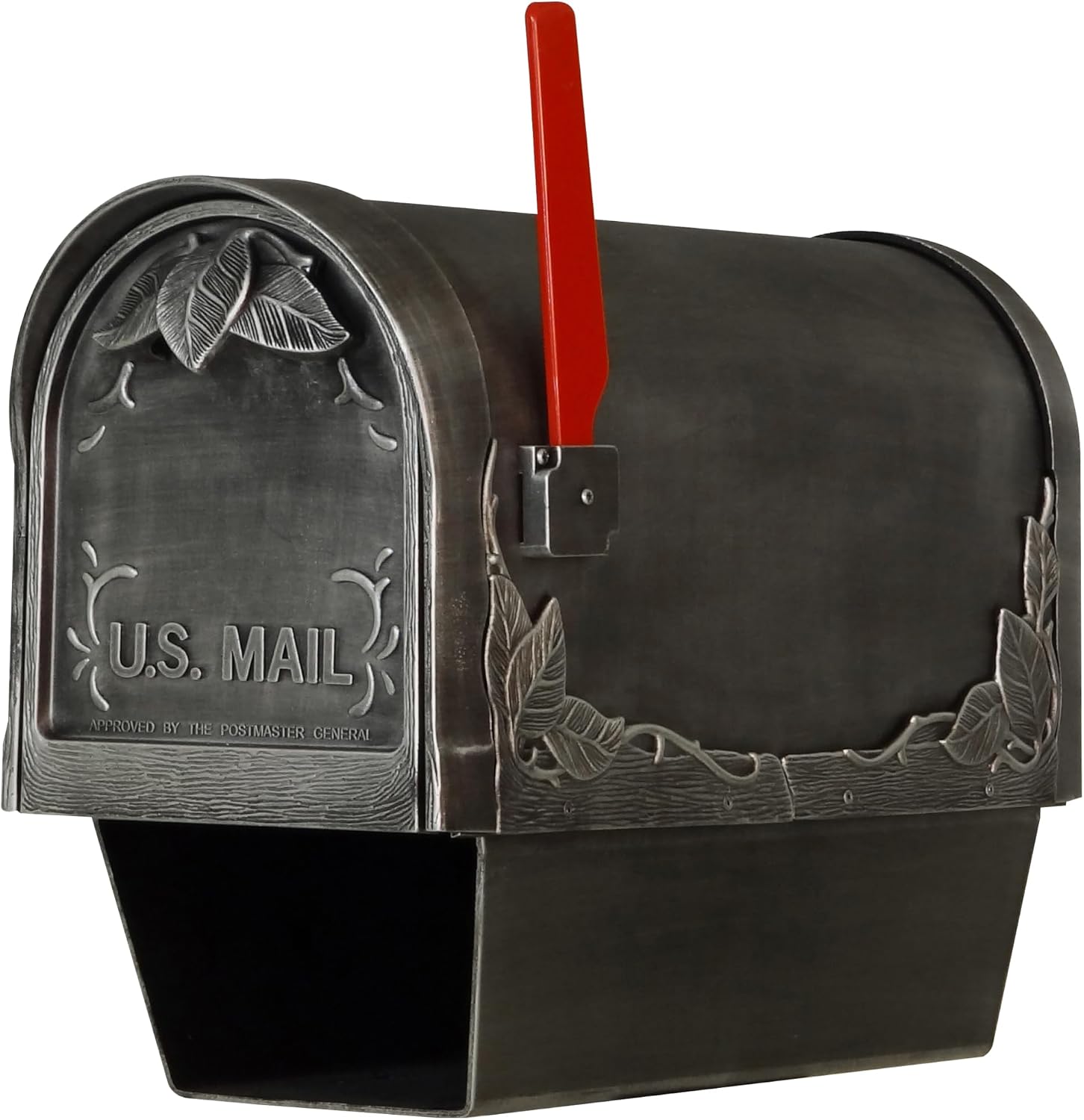 Special Lite Floral Curbside Mailbox with Paper Tube - Swedish Silver Aluminum Mailbox for Post Mount - SCF-2003-SW