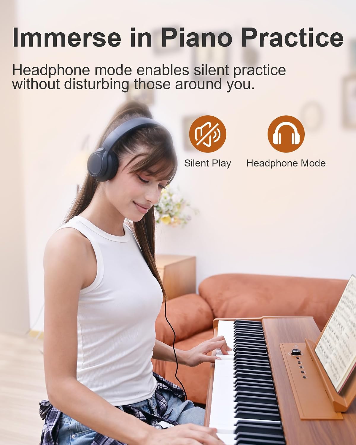 88 Key Full Weighted Electric Piano Keyboard with Stand-Professional Digital Piano, Full-Size Hammer-Action Keyboard for Beginners, with Sheet Music Stand, Pedal, USB-MIDI & Headphone Mode