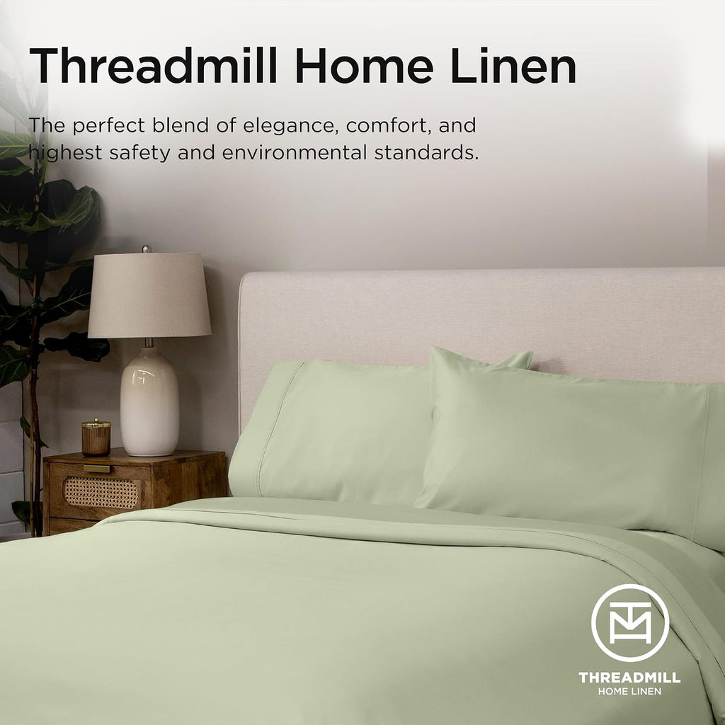 Threadmill Luxury Supima Cotton Sheets, Luxury 1200 Thread Count Soft 100% Cotton Sheets for Full Size Bed, 4 Pc Sage Green Bed Sheets Full Set, 5-Star Hotel Quality Deep Pocket Bed Sheets Set
