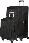 SWISSGEAR Sion Softside Expandable Spinner Luggage Durable Lightweight Travel Suitcase, Black, 2-Piece Set (Carry-On/Large)