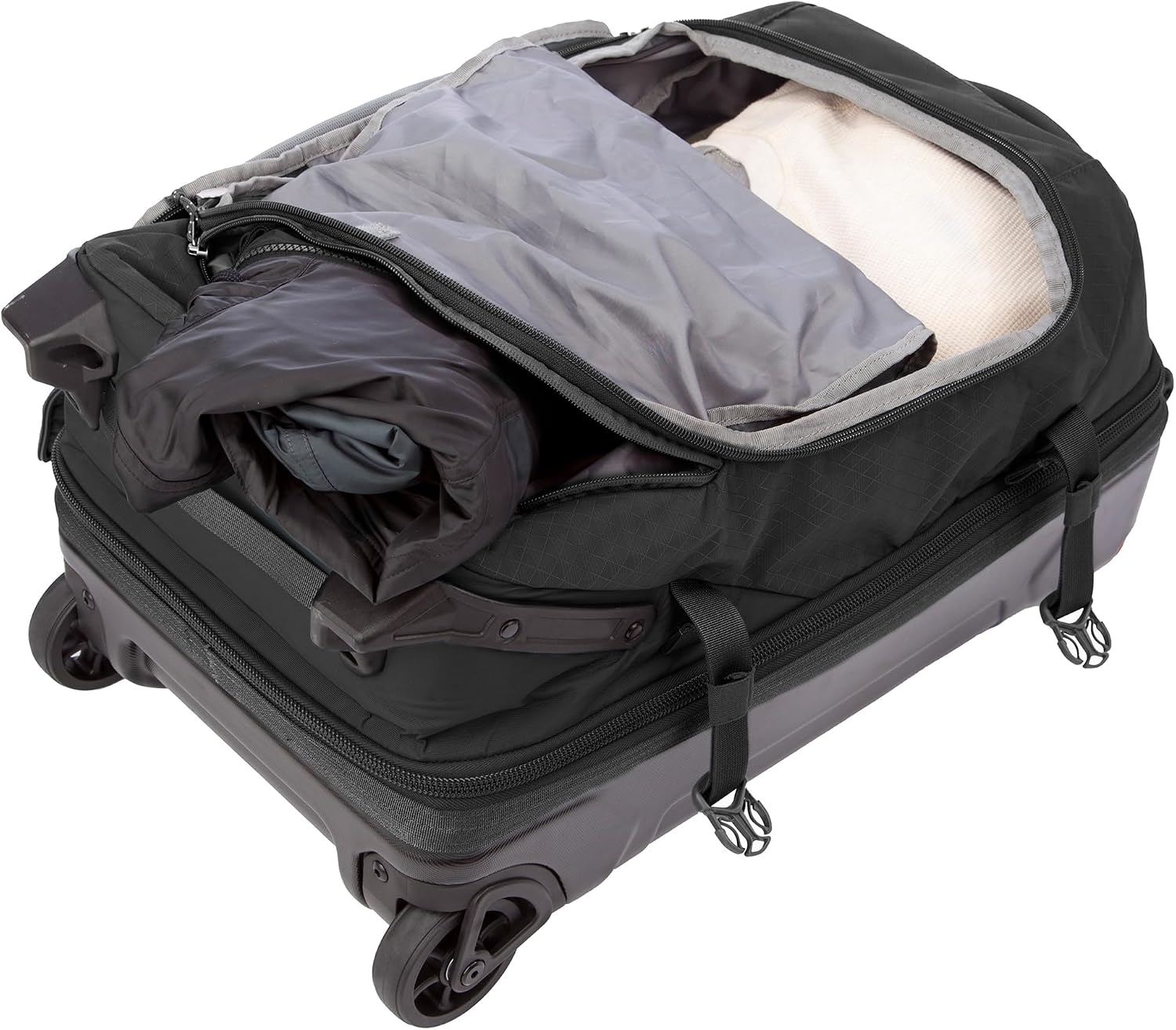 Eddie Bauer Expedition Rolling Duffel Bag with Wheels | Travel | Carry-On | Luggage | Rugged | Durable - Black, 22'