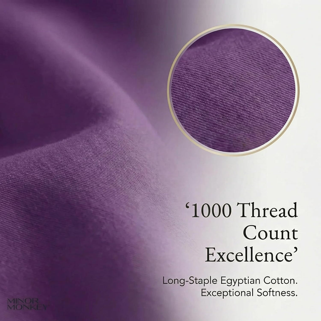 100% Egyptian Cotton Queen Size Sheets - 4 Piece Bedsheet Set Soft Breathable & Cooling Sheets for Queen Size Bed - Elasticized 16' Deep Pocket Sheet Set (Plum)