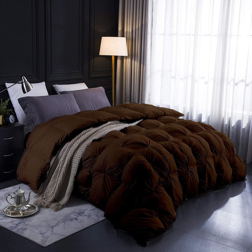 Fluffy & Thick 1500-TC Pinch Pleated Down Comforter Queen Size 88 x 92 Inches 1-Piece All-Season Duvet Insert, 850 GSM Micro Fill with All Side Corner Tabs 100% Egyptian Cotton