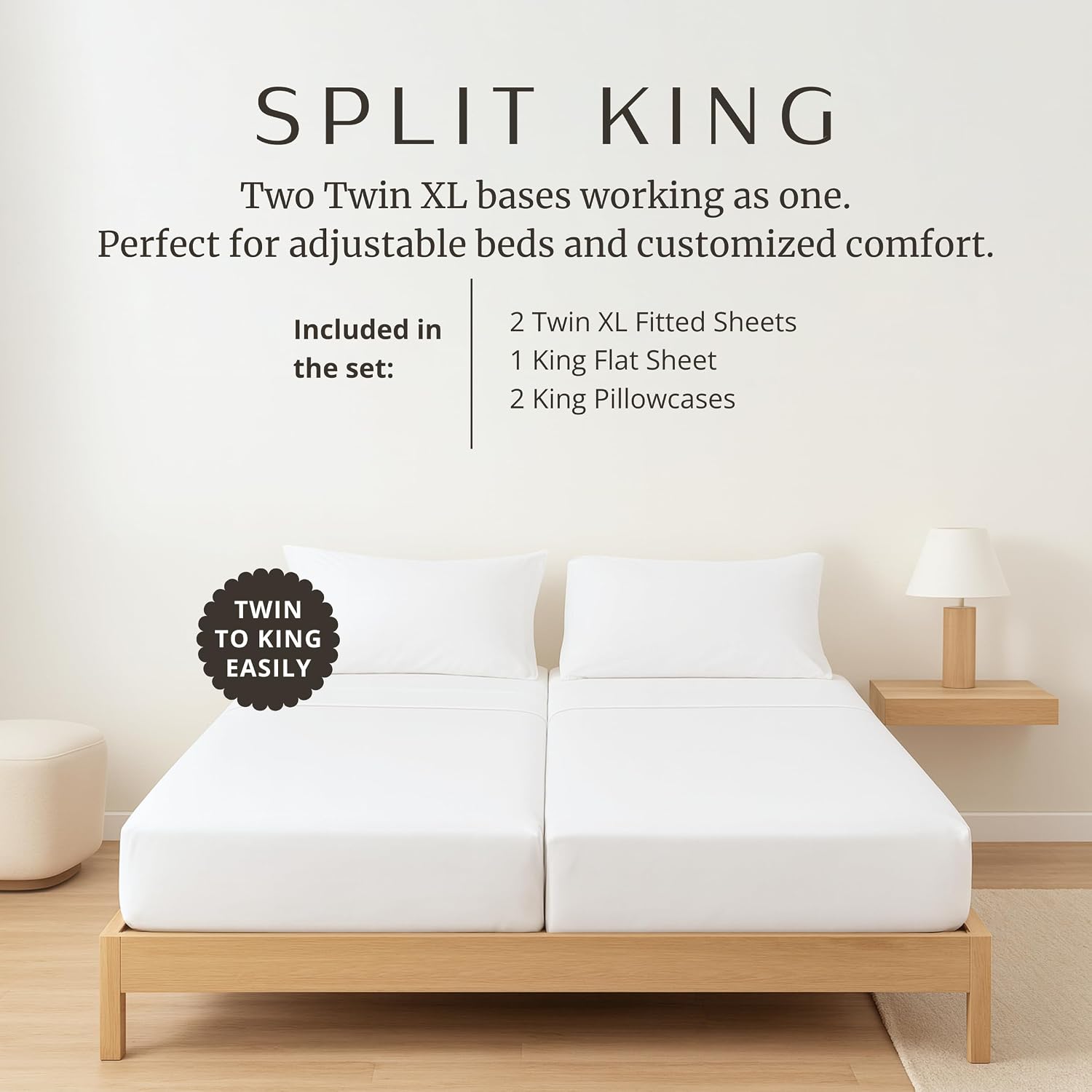 100% Egyptian Cotton Sheets Split King Size | 400 Thread Count | CEA Gold Seal Certified | Ultra Soft | Cooling for Hot Sleepers | 18' Deep Pocket | Split King Size [White]