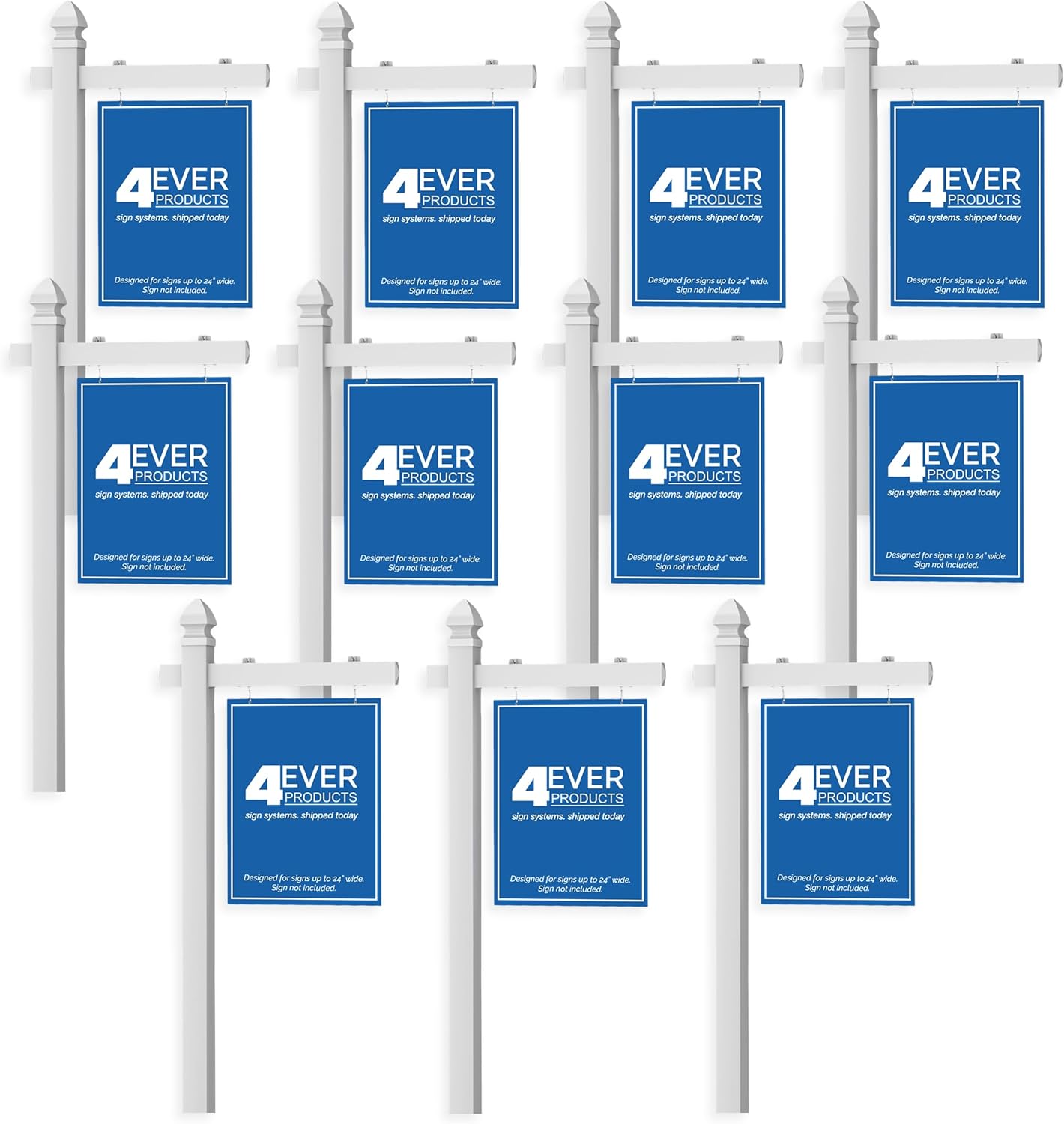 4Ever Products Vinyl PVC Real Estate Sign Post - White - 5' Tall Post - 10 Pack