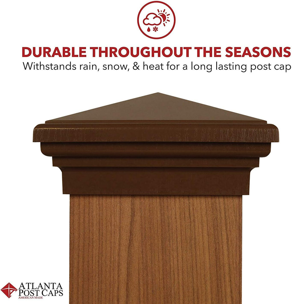 4x4 Pyramid Post Cap (3.5'x3.5' | (Case of 12) New England Pyramid Style 4x4 Deck Post Cap for Outdoor Fences, Mailboxes & Decks, by Atlanta Post Caps… (Brown)