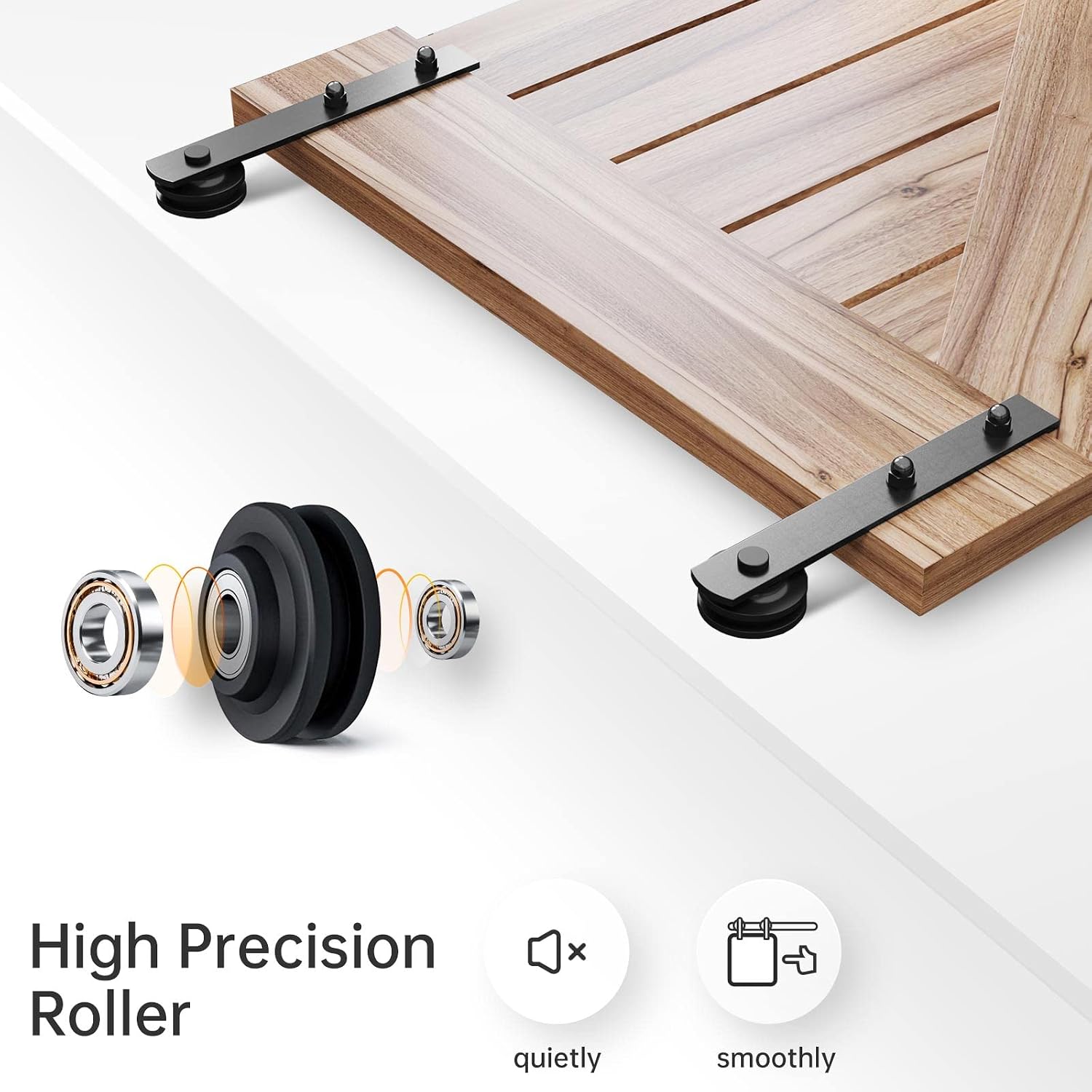 EaseLife 14 FT Sliding Barn Door Hardware Track Kit,Straight Pulley,Slide Smoothly Quietly,Easy Install (14FT Track Kit for 84' Wide Single Door)