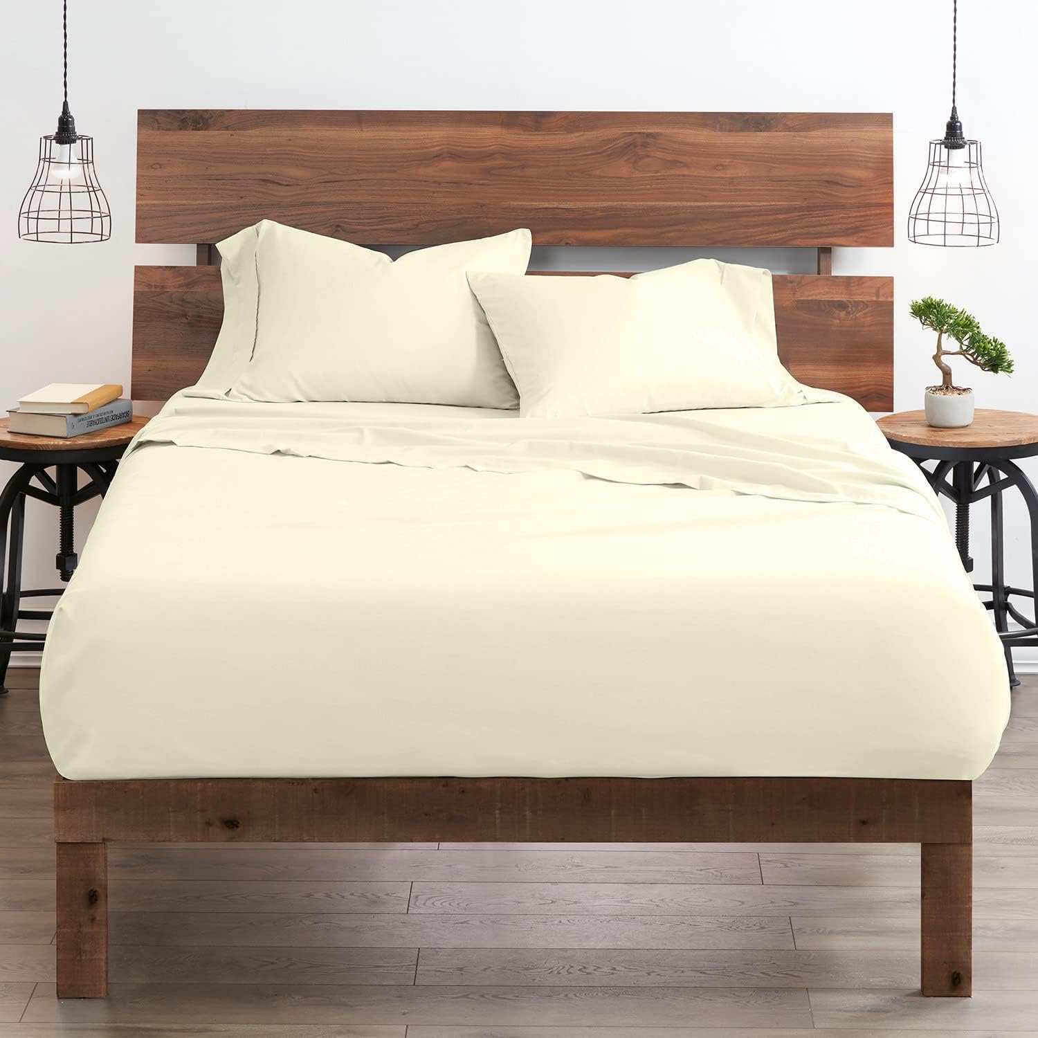 Breathable Luxury Bedding ! 800 Thread Count 100% Egyptian Cotton Queen Size 4 Piece Sheet Set Fit 15' Inch to 18' Inch Deep Pocket Ivory Solid.