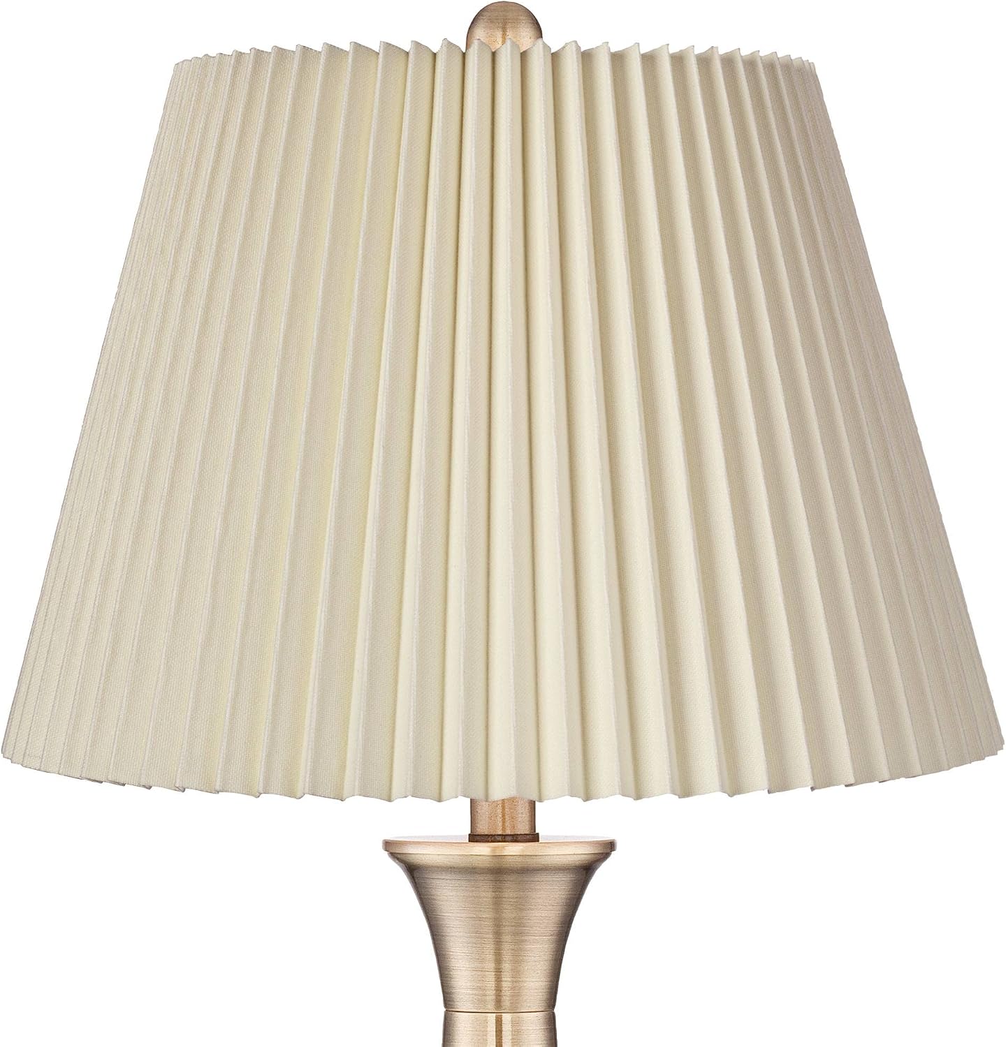 Regency Hill Becky Traditional Candlestick Table Lamps 24 3/4' Tall Set of 2 Antique Brass Gold Metal Ivory Linen Pleat Shade for Bedroom Living Room Bedside Nightstand House Home Office
