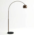Brightech Olivia LED Floor Lamp - Tall Arc Lamp with Metal Dome Head and Marble Base for Living Room, Standing Reading Lamp with LED Bulb for Bedroom, Office - Oil Brushed Bronze