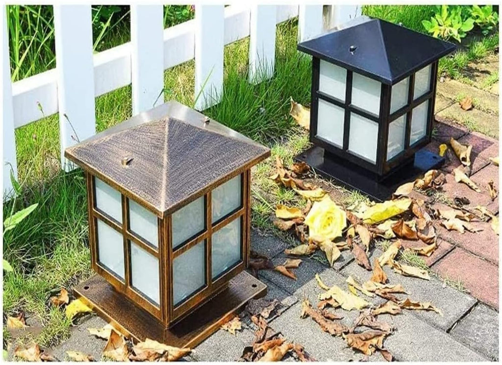 Courtyard light Outdoor Floor Lamps Lantern Wood Mailbox Posts for Outside Porch Columns and Pillars Outdoor Post Lights Bronze Black Fixtures Pillar Light Street Lamp ( Color : Bronze , Size : Height