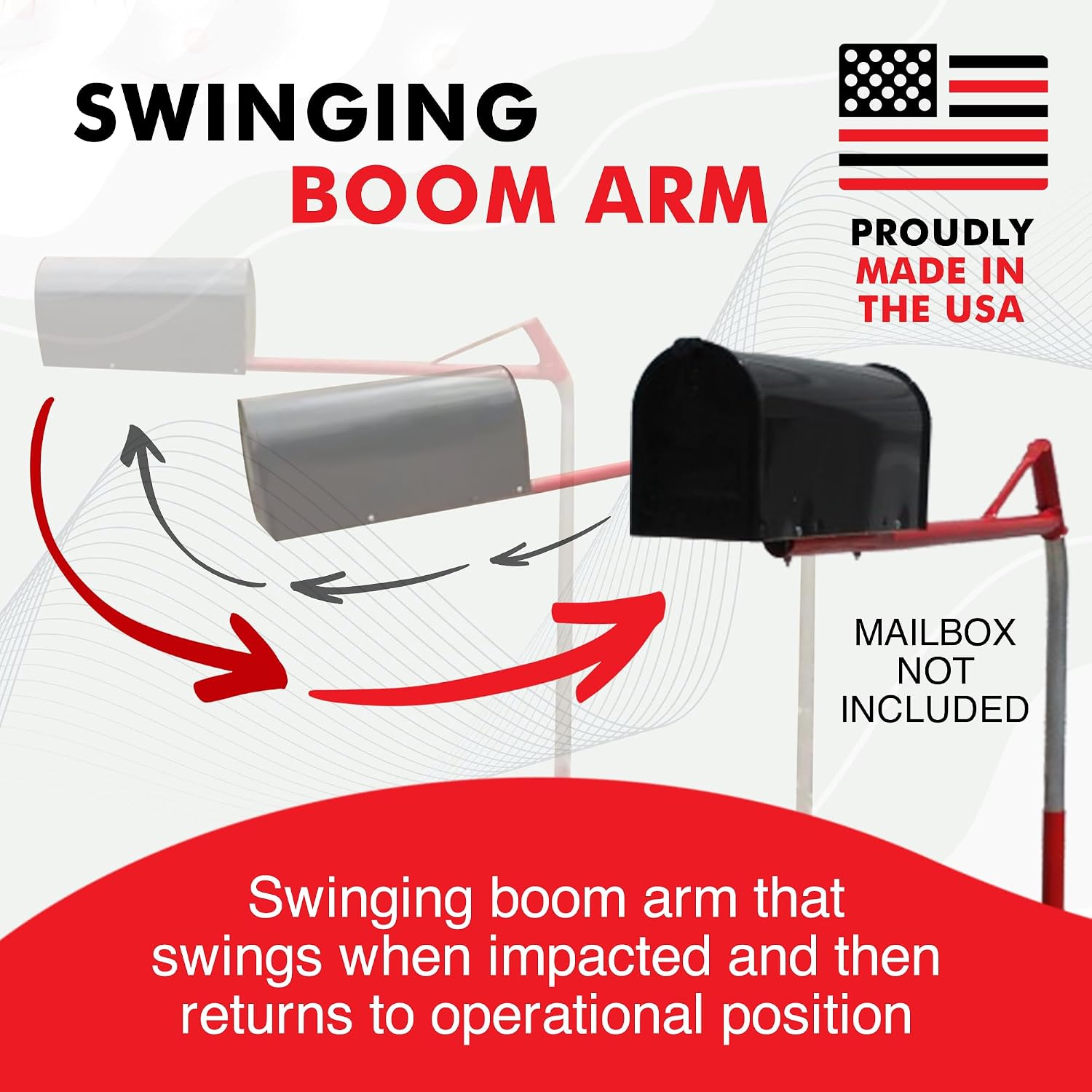 Mailbox Support with Swinging Boom Arm Complete Kit, Mailbox and Mounting Board Included, No Dig Mailbox Post, Galvanized Steel Post, Ideal for Rural and Residential, Made in USA (Black, Medium)