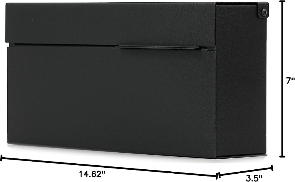 Modern Wall Mount Mailbox – Rust-Proof Aluminum, Black Powder Coated, Outside Mailbox for House | Weatherproof, Scratch Resistant | 14.6' x 7' x 3.5' | Vsons Design Louis B