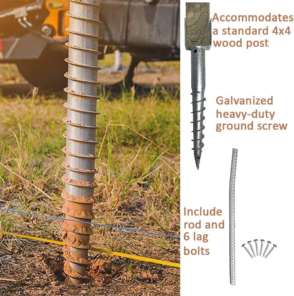 Ashman Ground Screw (4 Pack), No Dig, U-Model Screw in Post Stake - 27' Inch Long, Fits Standard 4x4 (3.5' X 3.5' Inch) Great for Mailbox Posts.