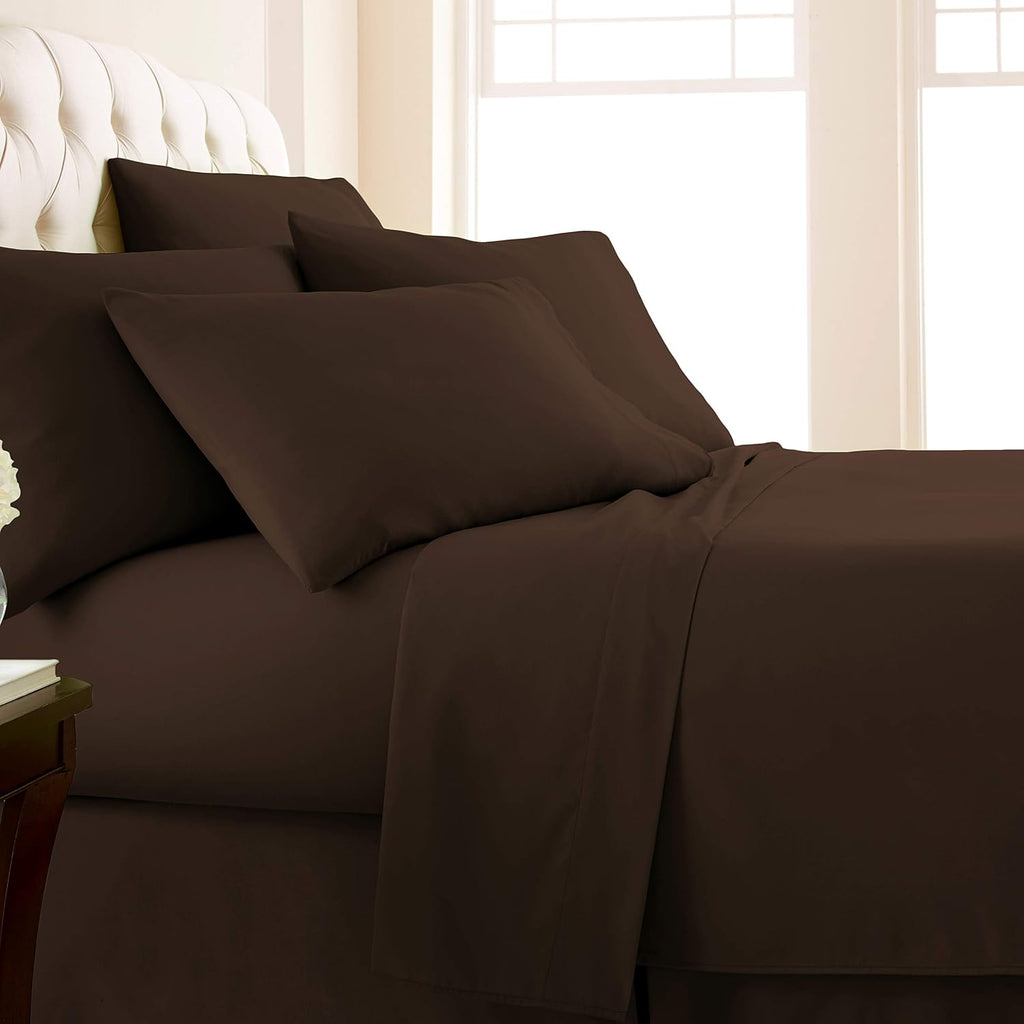 Super Soft Luxury Premium Quality 800 TC Egyptian Cotton 6 Piece Bedding Bed Sheet Set Eco Friendly Wrinkle Free Sheets 20-Inch Deep Pocket Queen Chocolate