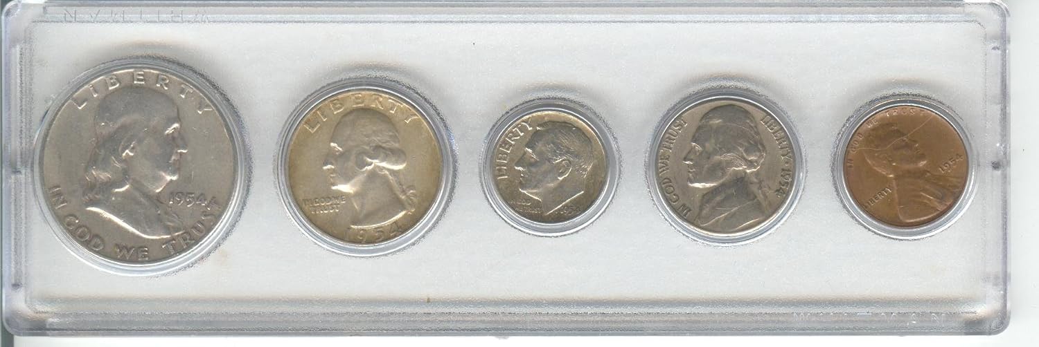 1954 Birth Year Coin Set (5) Coins Half, Quarter, Dime, Nickel, And Cent All dated 1954 and Dispaled in a Plastic holder Seller