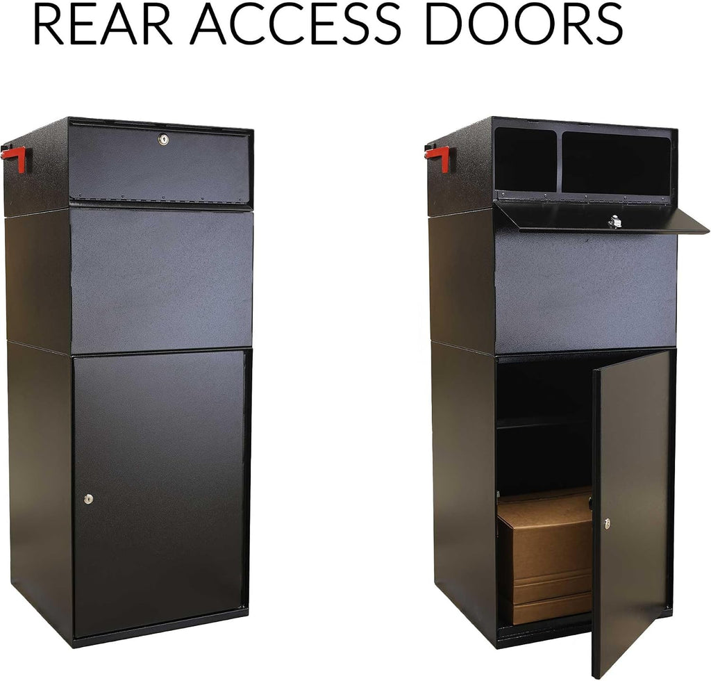 dVault® Full Service Vault DVCS0015 Secure Curbside Mailbox/Package Drop with Locking Letterbox (Black)