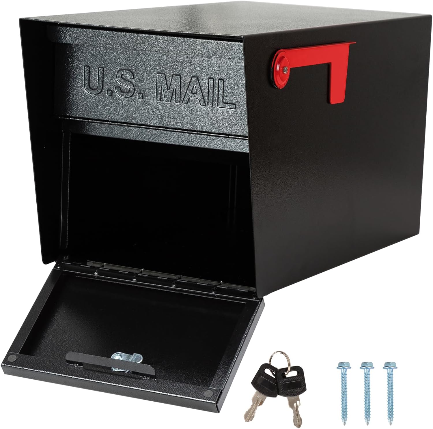 Large Locking Mailbox for Outside, RAINHOL All-Metal Modern Security Mailbox with 2 Keys, 21' x 11.2' x 10.5', Black