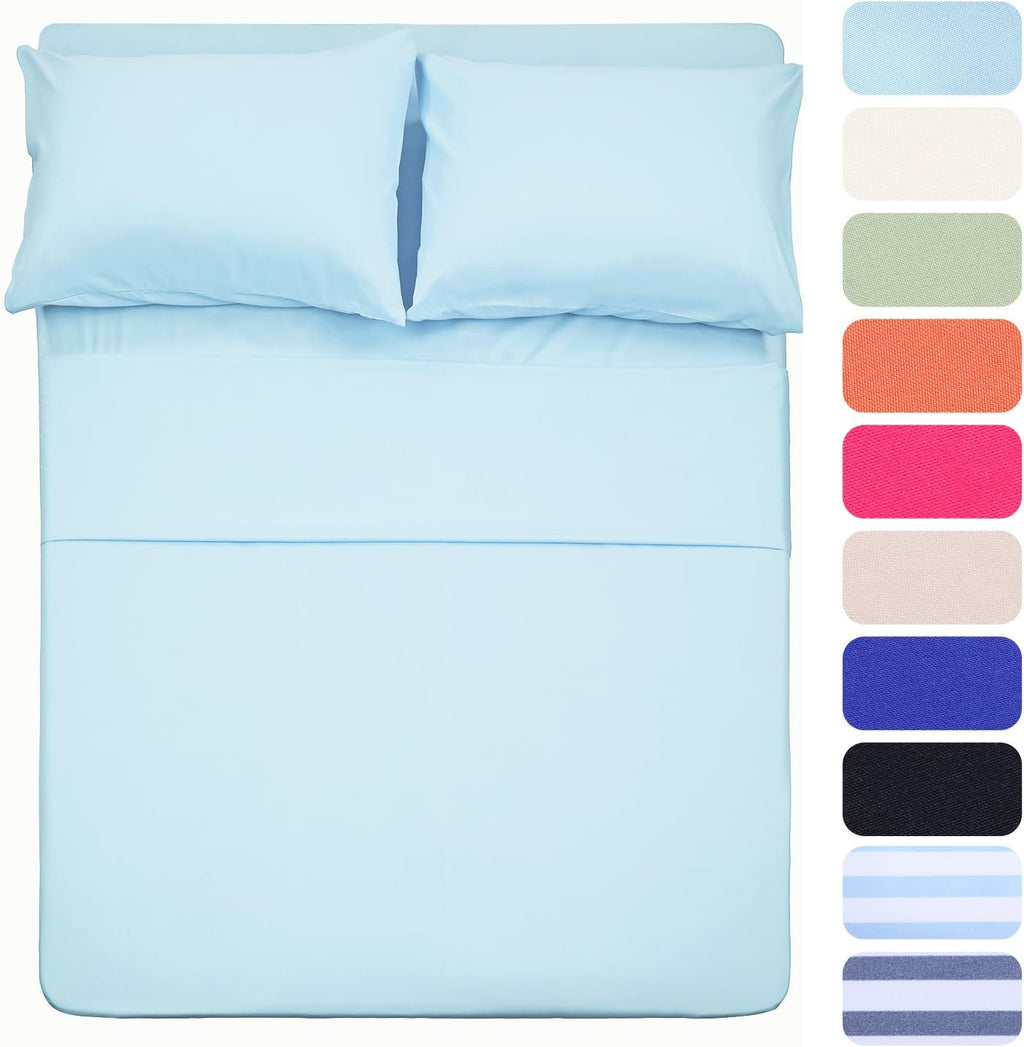 Super Soft Luxury Premium Quality 800 TC Egyptian Cotton 6 Piece Bedding Bed Sheet Set Eco Friendly Wrinkle Free Sheets 20-Inch Deep Pocket Full Baby Blue