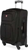 SWISSGEAR Sion Softside Expandable Spinner Luggage Durable Lightweight Travel Suitcase, Black, Checked-Medium
