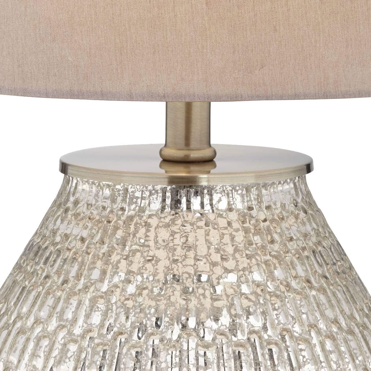 360 Lighting Zax Country Cottage Small Accent Table Lamp 19 1/2' High Teardrop Silver Mercury Glass Gray Fabric Drum Shade Decor for Bedroom House Bedside Nightstand Home Office Reading