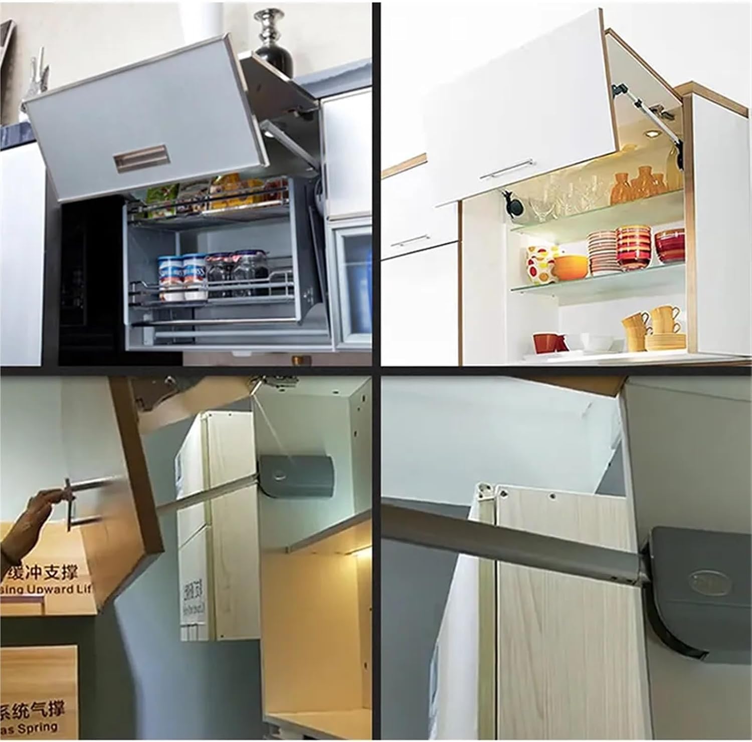 1set Folding Up Door Support Hydraulic Buffer Support Rod for Cabinet Door Pneumatic Rod for Kitchen Wall Cabinet Stop at Will