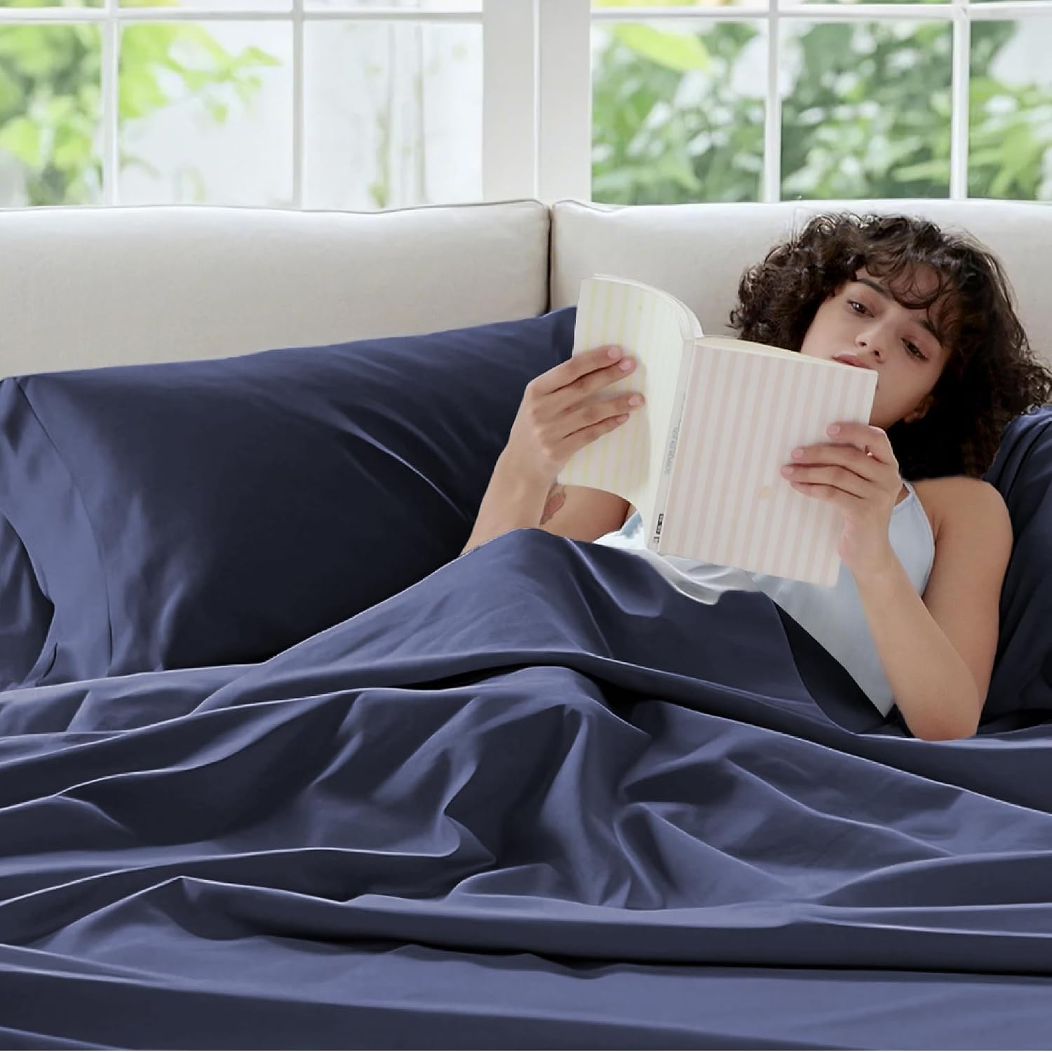 Hyde Lane 100% Egyptian Cotton Sheets Set King Size - 1000 Thread Count - 4 Piece Bed Sheet Sets with 16' Deep Pocket - Luxury Sateen Weave, Navy