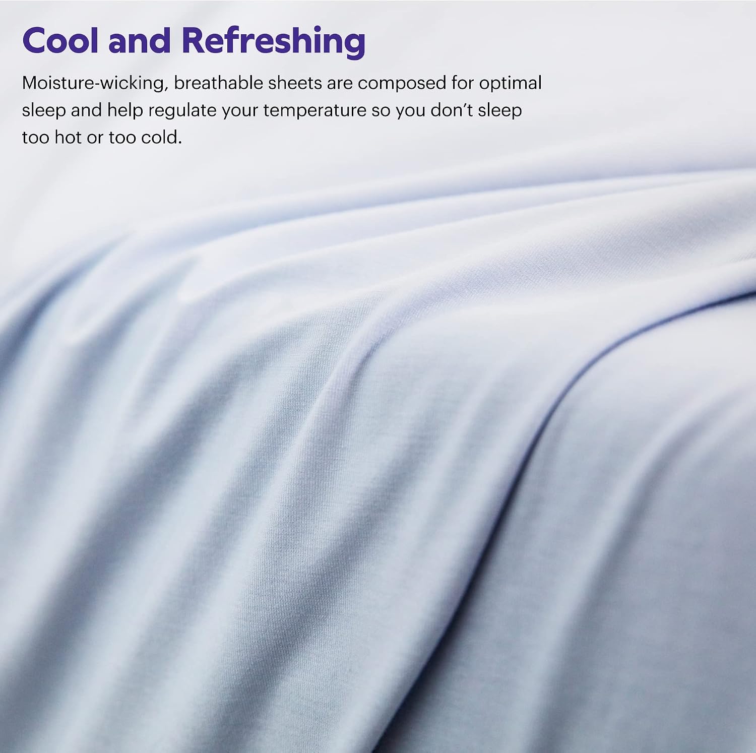 Purple Deep Pocket SoftStretch Sheets, Twin/Twin XL, Rayon Blend, Moisture-Wicking, True White, Fits Other Mattresses, Adaptive Support