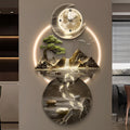 XQDYSG Wall Sculptures 3D Wall Art Decor Clock Plug-in Power Supply Home Decor Wall Modern Wall Hanging Sculpture Painting with LED Light for Bedroom Living Room Apartmen(Stylle E,27.55 * 55.11IN)