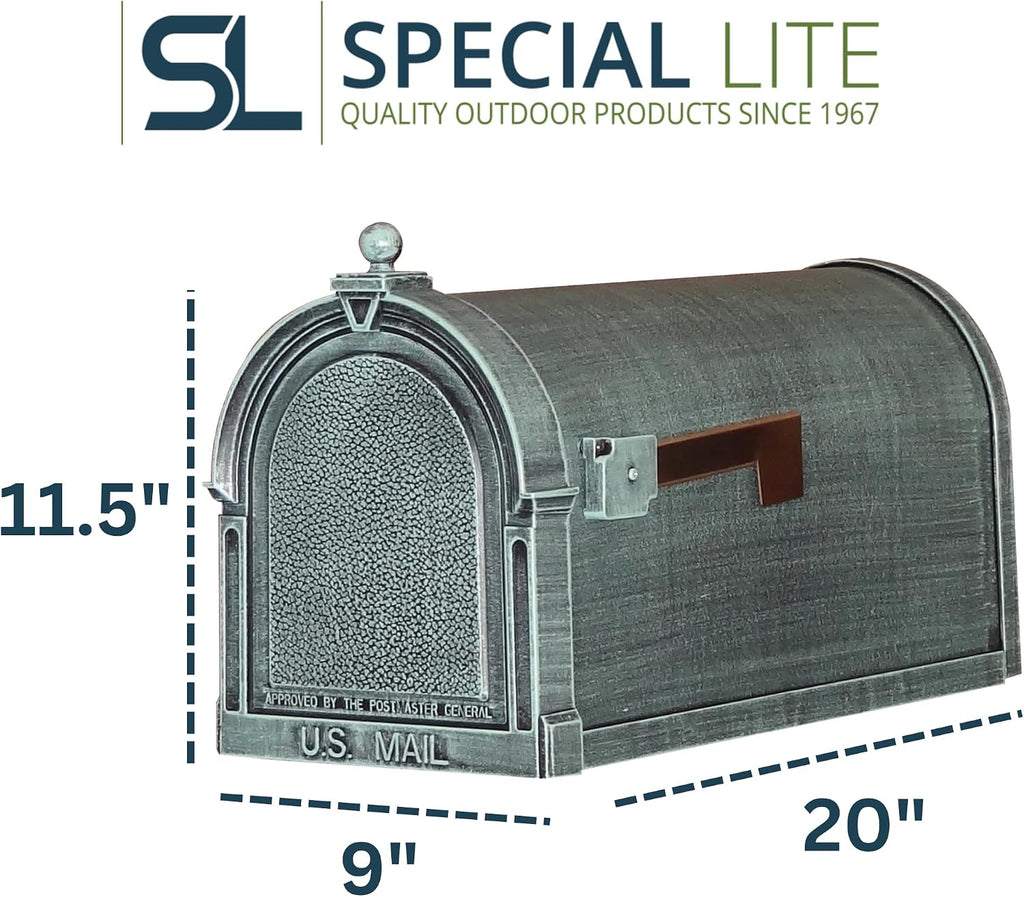 Special Lite Berkshire Curbside Mailbox - Verde Green Aluminum Mailbox for Post Mount - SCB-1015-VG