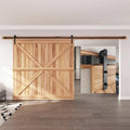 EaseLife 14 FT Sliding Barn Door Hardware Track Kit,Straight Pulley,Slide Smoothly Quietly,Easy Install (14FT Track Kit for 84' Wide Single Door)