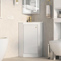 24' Corner Bathroom Vanity Sink Combo for Small Space, Freestanding Compact Space Bathroom Storage Cabinet with White Ceramic Sink, Wall Mounted Modern Vanity,White