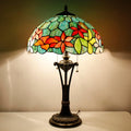 Tiffany Table Lamp Red Yellow Green Flowers Stained Glass Desk Lamp 16X16X24 Inches Reading Light