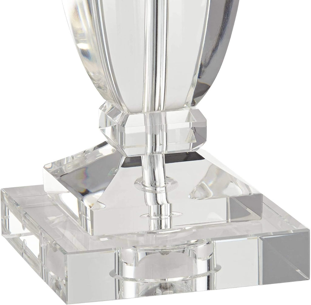 Vienna Full Spectrum Sherry Traditional Glam Luxury Table Lamp 25' High Clear Crystal Body Gray Tapered Drum Shade Decor for Living Room Bedroom House Bedside Nightstand Home Office Entryway Reading