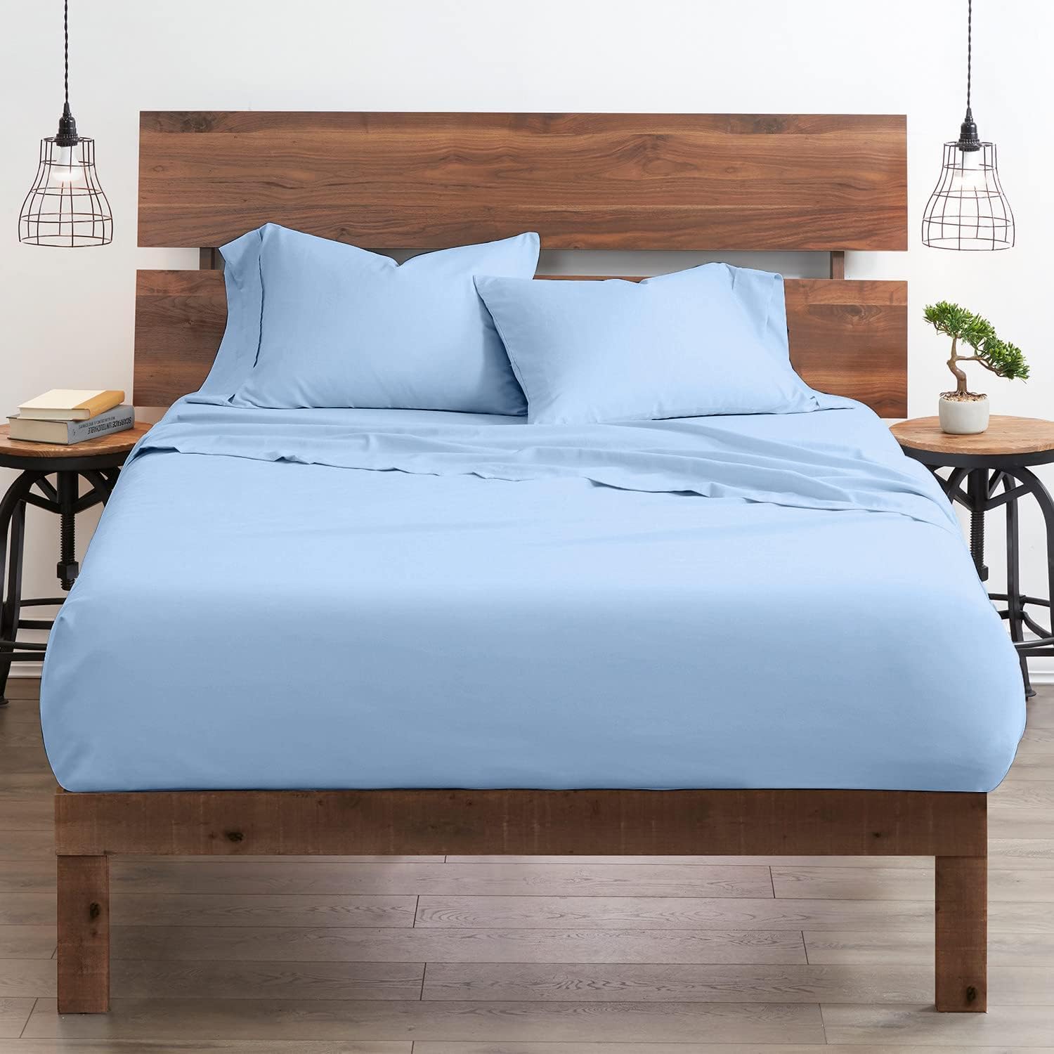 Breathable Luxury Bedding ! 800 Thread Count 100% Egyptian Cotton Queen Size 4 Piece Sheet Set Fit 15' Inch to 18' Inch Deep Pocket Light Blue Solid.