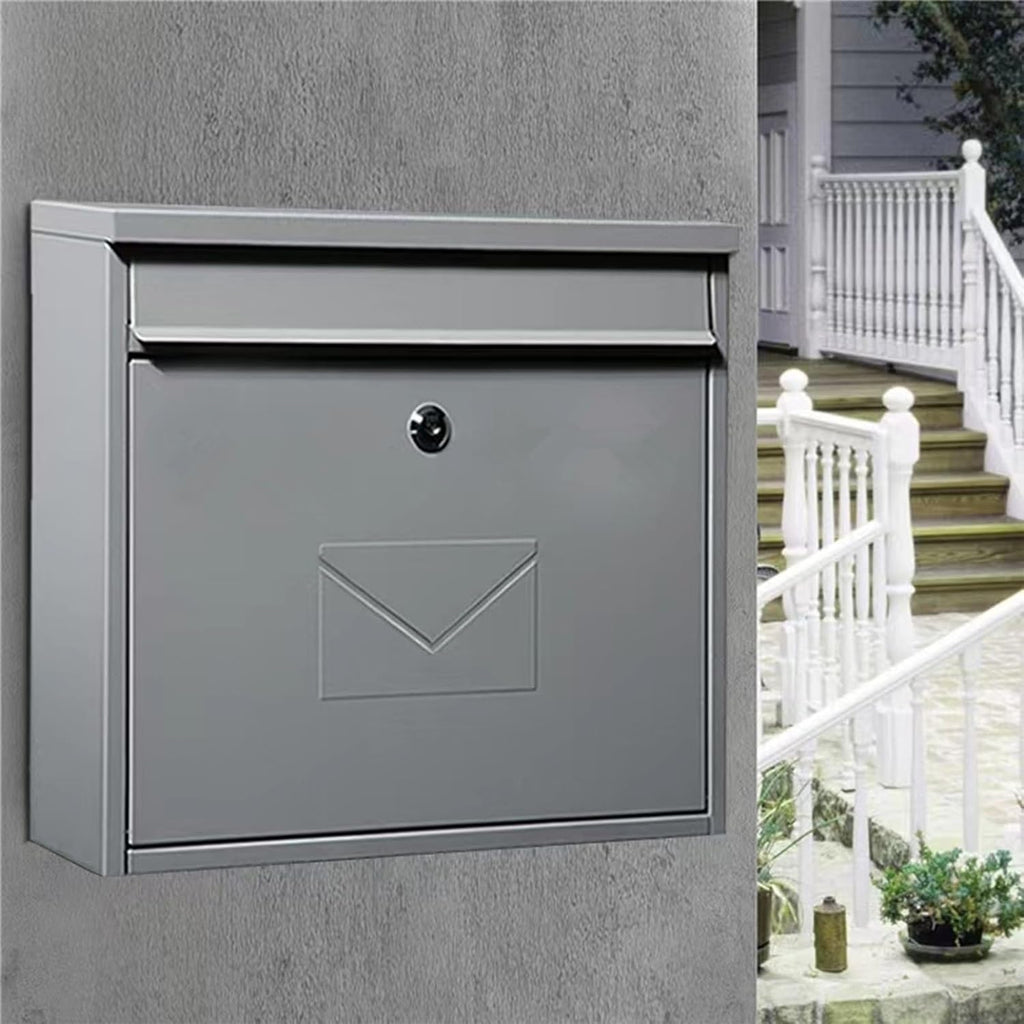 MELPHI Hanging Secure Post Box, Security Lock Drop Box, Collection Boxes, Metal Mailbox, Modern Post Box, Package Drop Box for House Home (Color : Dark Gray)