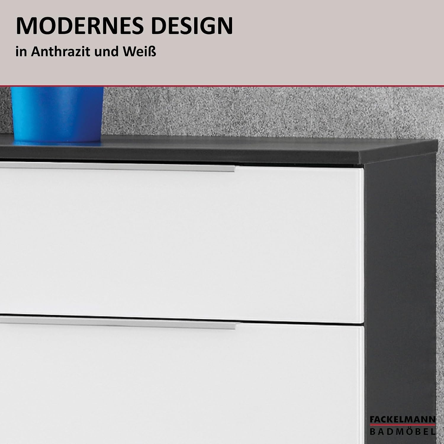 FACKELMANN Kara Double Midi Cupboard/Bathroom Cabinet with Soft-Close System/Dimensions (W x H x D): Approx. 61 x 107 x 32 cm Bathroom Cabinet/Furniture with Drawers and Doors /