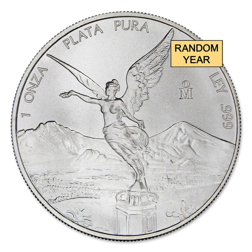 1982 - Present (Random Year) 1 oz Mexican Silver Libertad Coin Brilliant Uncirculated with Certificate of Authenticity - Moneda de Plata Pura de Ley 1 Onza Seller BU